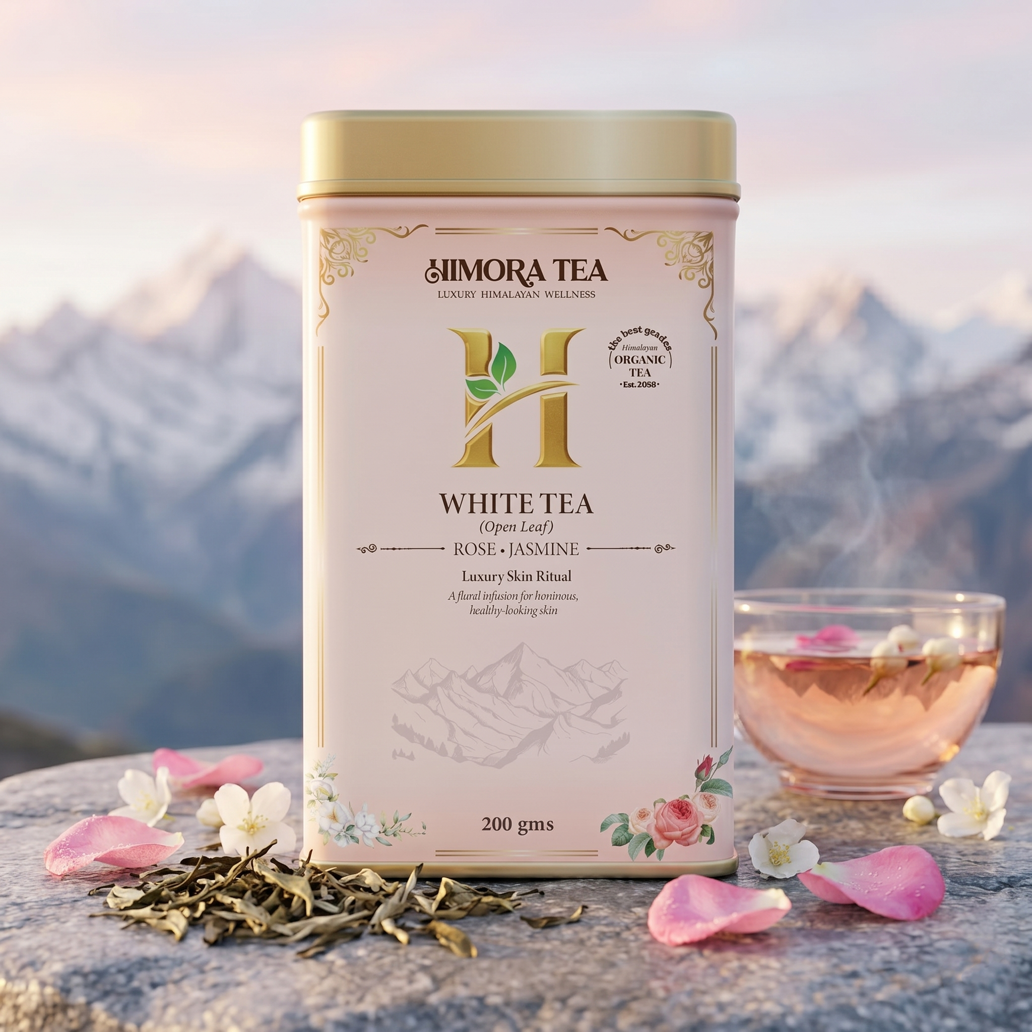 Himora White Tea – With Rose Petals and Jasmine (No Tea Bags)